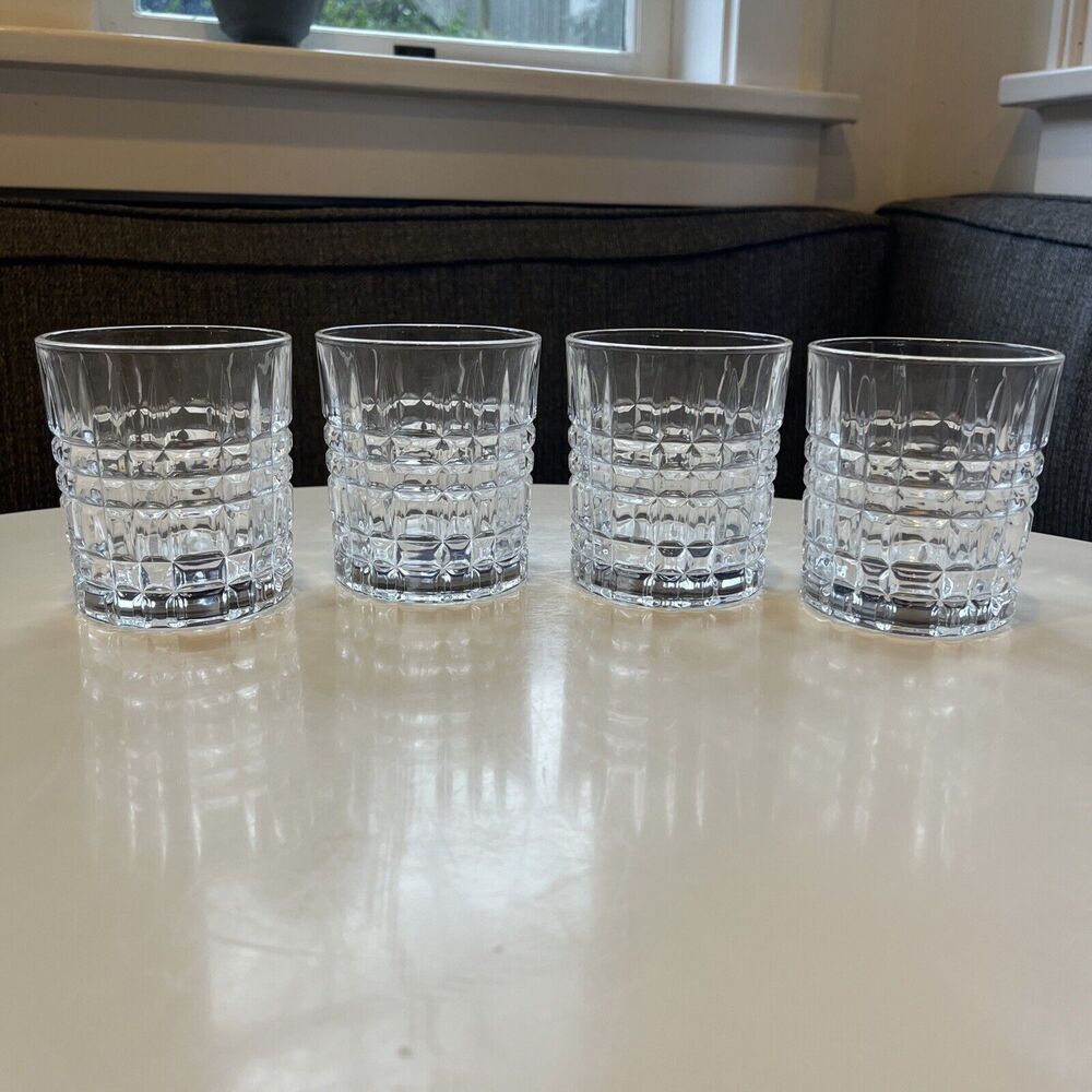 Mikasa Fine Crystal Set of 4 Double Old Fashioned Glasses Kerry Pattern